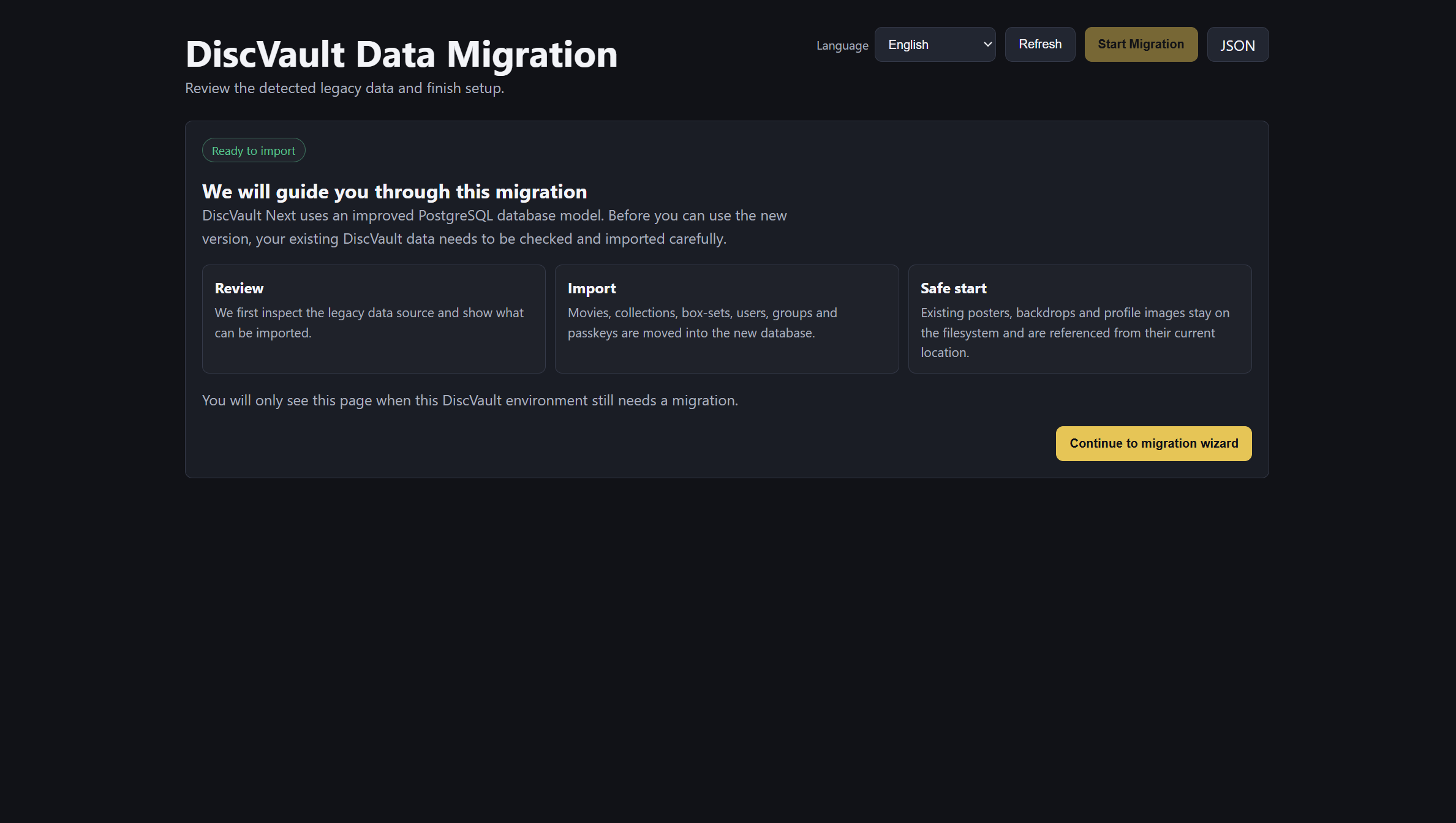 Migration wizard review